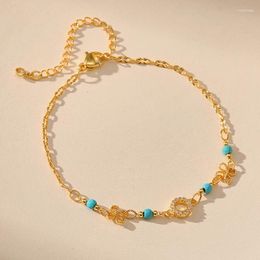 Strand CCGOOD Donut Rhinestone Bracelet For Women Natural Turquoises Gold Plated 18 K High Quality Minimalist Jewelry Pulseras Mujer