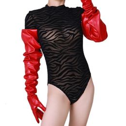 Five Fingers Gloves LATEX LONG GLOVES Faux Patent Leather 35" 90cm Matte Red Large Sleeves Unisex Women Long WPU224 230816