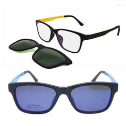 Sunglasses Frames ULTEM Rectangle Shape Optical Eyeglasses Frame With Magnetic Clip On Removable Polarized Myopia For Unisex 002