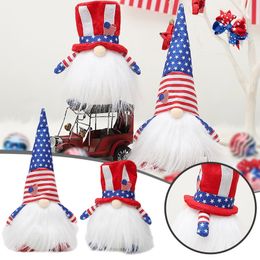 Decorative Objects Figurines Independence Day Couple With People No Face Figure Five Pointed Star Striped Holiday Party Art Large Christmas Ornament Balls 230815