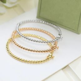 Bracelets Bangle Brand Designer Perlee Copper Bead Charm Three Colours Rose Yellow White Gold Bangles For Women Jewellery