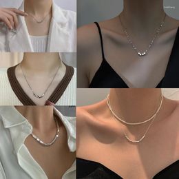 Pendant Necklaces 2023 Silver Colour Square Beads For Women Personality Bamboo Clavicle Chains Choker Summer Fashion Jewellery