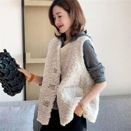 Women's Vests Fashion Vest Jackets Women Sleeveless Lamb Wool Autumn Winter 2023 Waistcoat Short Coat Korean Casual Femme