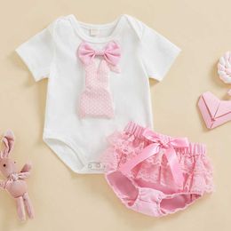 Clothing Sets baby 0-24 Newborn Infant Baby Girls Clothes Sets Bunny Rabbit Romper Tulle Bow Shorts Summer Clothing