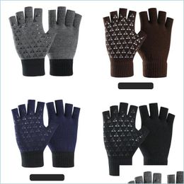 Fingerless Gloves Half Finger Glove Lovers Outdoors Cycling Non Slip Student Knitting Keep Warm Woman Man Autumn Winter 4 2Wm K2 Drop Dhrqp