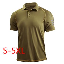 Mens Polos Summer Tactical Combat Shirt Men Polyester Polo Shirts Short Sleeve Golf for Outdoor T Man Running Jogging 230815