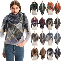Autumn and Winter Scarves European and American Shawl Rings Yarn Barbed Thickened Plaid Scarfs T011
