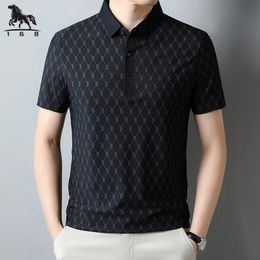 Men's Polos polo shirt men high quality summer Ice silk Shortsleeved fringe stripes business casual mens shirt999 230815