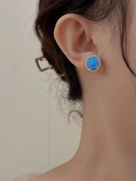 2023 Hot Natural Auspicious Treasure Round Shape Ear Studs with a Design Sense for the Small Crowd s925 Sterling Silver