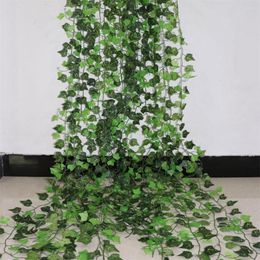 Decorative Flowers 100pcs Leaf 1 Piece 2.4M Artificial Ivy Garland Plants Creeper Green Wreath Vine Fake Foliage Home Decoration