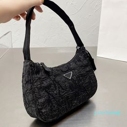 Designer- Women Nylon Hobo Underarm Shoulder Bag Canvas Luxury Shopping Handbags Lady Half Moon Pleated Handbag 2023