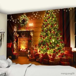 Tapestries New Year Christmas Tree Tapestry Ornament Wall Hanging Tapestry Carpet Home Deocr Pad Bedspread Beach Mat Gift R230816