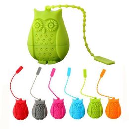 Silicone owl tea infuser with chain food grade Silica Gel coffee Filter Strainer tea bag Novelty Cartoon Accessories Gift high quality Afbtj