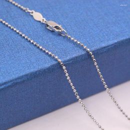 Chains Real Platinum 950 Necklace Women's Chain 1.1mm Carved Beads Rolo Link 17.7''L Gift Neckalce Jewellery