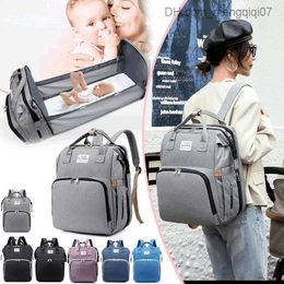 Diaper Bags Baby diaper backpack 3-in-1 baby diaper bag portable folding bed travel baby diaper bag Z230816