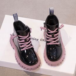 Boots Girls 'Martin Boots Spring и осенние мальчики из двух хлопковых зимних обуви