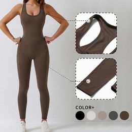 Lulu Hollowed Back Yoga Jumpsuit Sport Outfit for Women Bodysuit Suits for Fitness Set Workout Tights Sportswear for Gym