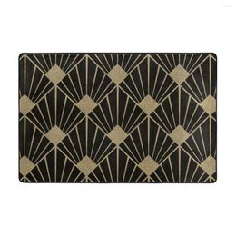 Carpets Art Deco Pattern Gold Black Doormat Carpet Mat Rug Polyester Non-Slip Floor Decor Bath Bathroom Kitchen Balcony 60 90