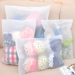 Storage Bags 1 Pc Portable Travel Bag Set Cosmetics Clothes Lingerie Frosted Translucent Plastic Self Sealed Zipper