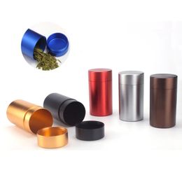 Aluminum Alloy Teas Storage Jars Sealed Metal Cans Home Travel Portable Coffee Tea Can Mini Container 45*68MM A0816