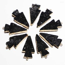 Pendant Necklaces Natural Stone Teeth Cluster Arrow Necklace Black Crystal Fashion Reiki Charms DIY Jewellery Accessories Wholesale 5Pcs