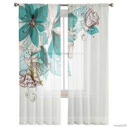 Curtain Flowers Leaves Bedroom Tulle Curtains Hotel Home Decor Sheer Curtains for Living Room Chiffon Printed Drapes