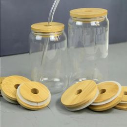 70mm Regular Wide Mouth Canning Jar Lid Natural Bamboo Mason Jar Lid with Straw Hole Eudwe