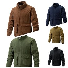 Men's Jackets 2023 Autumn And Winter Corduroy Jacket Small Board Tooling Solid Colour Coat Trend Wear