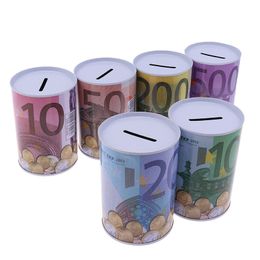 Novelty Items Euro Dollar Money Box Safe Cylinder Piggy Bank Banks For Coins Deposit Boxes 230815