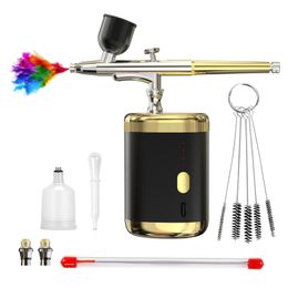 Body Paint Crpen DualAction Airbrush With Compressor Kit 0m Cordless Spray Gun for Nail Barber Model Cake Car Tattoo Painting 230815