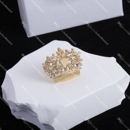 Men Women Crown Rings Designer Opening Lovers Rings Luxury Crystal Band Ring with Box