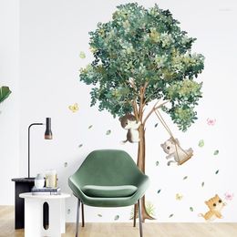 Wall Stickers Green Leaf Large Tree Sofa Bedroom Room Decor Aesthetic Living Art Mural Diy Home Decoration Wallpaper