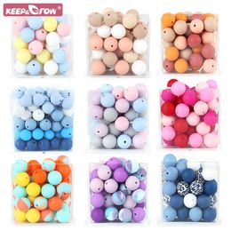 Teethers Toys 20pcs 12mm Round Baby Silicone Beads Teether Food Grade DIY Paicifer Chain Clip Chew Teething Toy Print Slicone Beads Ball Pearl 230814