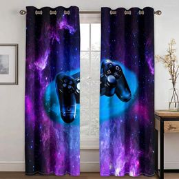 Curtain Children's Kids Gamepad Boy Game Purple 2 Pieces Thin Curtains For Living Room Bedroom Window Drape Decor