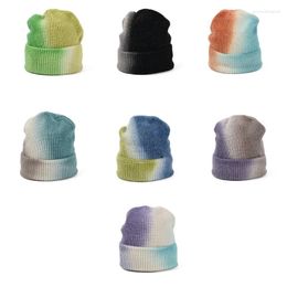 Berets Tie-dye Knitted Wool Unisex Beanie Gradient Outdoor Casual Winter Warm Hat