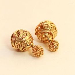 Stud Earrings Selling Fashion Double Sides Simulated Pearl Earring Gold Color Ball Beads Jewelry