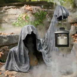 Other Event Party Supplies Ground Reaper with Lantern Resin Decorative Lantern Ghost Sculpture Statue Halloween Party Sculpture Outdoor Decorations 230816