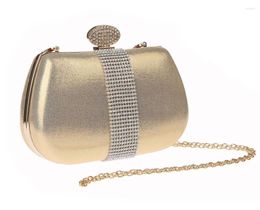 Evening Bags Women's Bag Diamond Clutch Silver Gold Solid Color Full Rhinestone Mini Chain For Party Wedding WY203