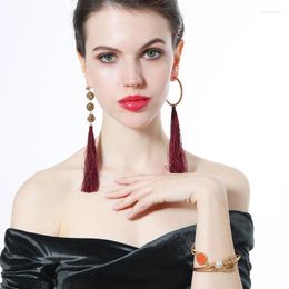 Dangle Earrings Bulk Price Asymmetric Vintage Bohemia Ethnic Long Crystal Cotton Thread Tassel For Women Accessories