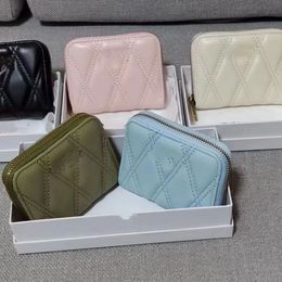 Designer Letter Diamond Check Solid color Women's cowhide Purse Short Look Horizontal Compact Holder Women's Credit Card Holder Purse with Box card bag