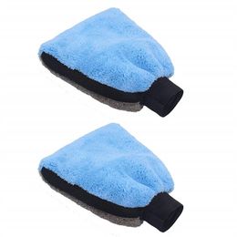 2pcs Car Wash Double Faced Coral Velvet Clean Gloves Auto Window Door Water Absorption Cleaning Brush Tools Auto Accessories3077