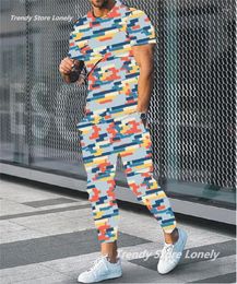 Men's Tracksuits 2023 Trousers Tracksuit 2 Piece Set Short-sleeved Streetwear 3D Printed Large Size Fashion Men T-shirt Sportswear Suit