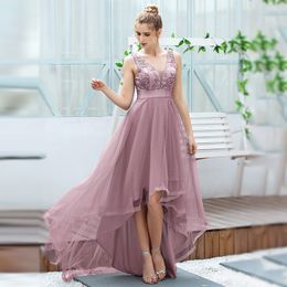 Plus Size Of Bride Tulle High Low Appliques Beaded Mother Dresses For Weddings V Neck Bridemaid The Groom Wedding Guest Dress Evening Gowns 403