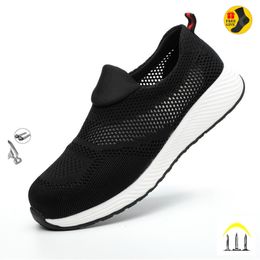 Safety Shoes Summer Breathable Men Casual Shoes Steel Toe Cap Indestructible Safety Working Shoes Outdoor Men Footwear 230815