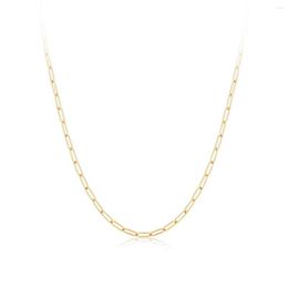 Chains Fine Jewellery Designer Waterproof Grinded Linked Chain Necklace 14k Solid Gold Rectangle Paperclip Choker