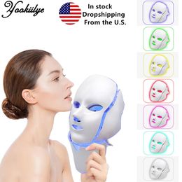 Face Massager 7 Colours LED Mask Pon Therapy Mask with Neck Anti-Acne Wrinkle Removal Skin Rejuvenation Lifting Face Skin Care Tools 230815