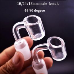 10pcs Female Male 10 14 18 Mm Quartz Nail 4mm Thick 45 90 Degrees 100% Pure Quartz Banger Nail Domeless for Bong Smoking Pipe LL