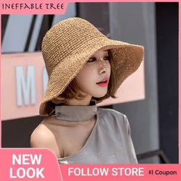 Wide Brim Hats Bucket Hats Girl Raffia Sun Hat Wide Brim Floppy Summer Hats For Women Beach Panama Straw Dome DIY Bucket Hat Femme Shade Gorras 230816