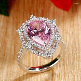 Wedding Rings CAOSHI Trendy Female Pink Stone Ring For Ceremony Graceful Accessories Women Gorgeous Jewelry Anniversary Party