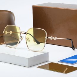 Top neue Sonnenbrille UV400 Objektiv Designer Womens Herren Goggle Senior Eyewear für Frauen Brillen Rahmen Rahmen Vintage Metall Sonnenbrille mit Box 0142